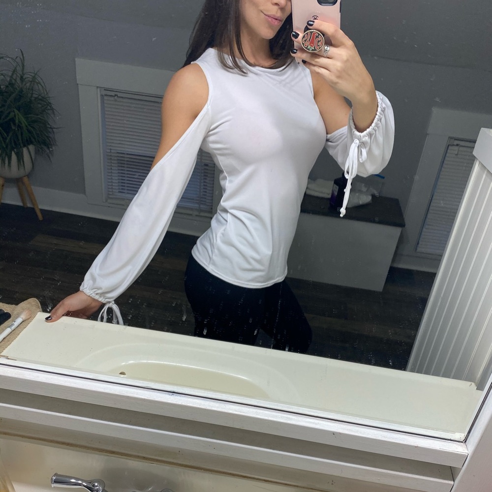 White Missguided off shoulder top